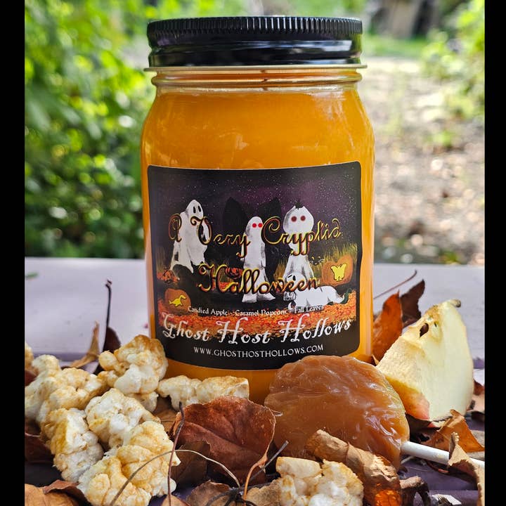 A Very Cryptid Halloween candle for wholesale by Ghost Host Hollows