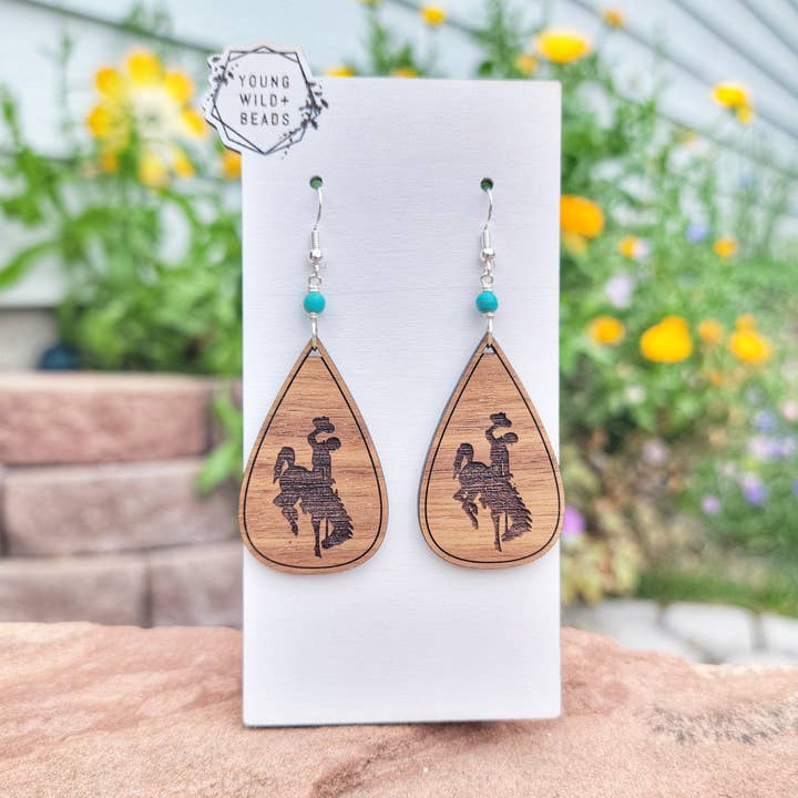Bucking Horse Teardrop Earrings for wholesale by Young Wild Bee