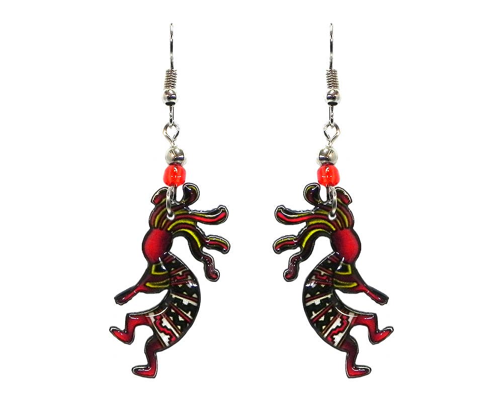 Pichincha - Wholesale Dangle Earrings - Acrylic Kokopelli Southwestern Native Deity Dangle Earrings1