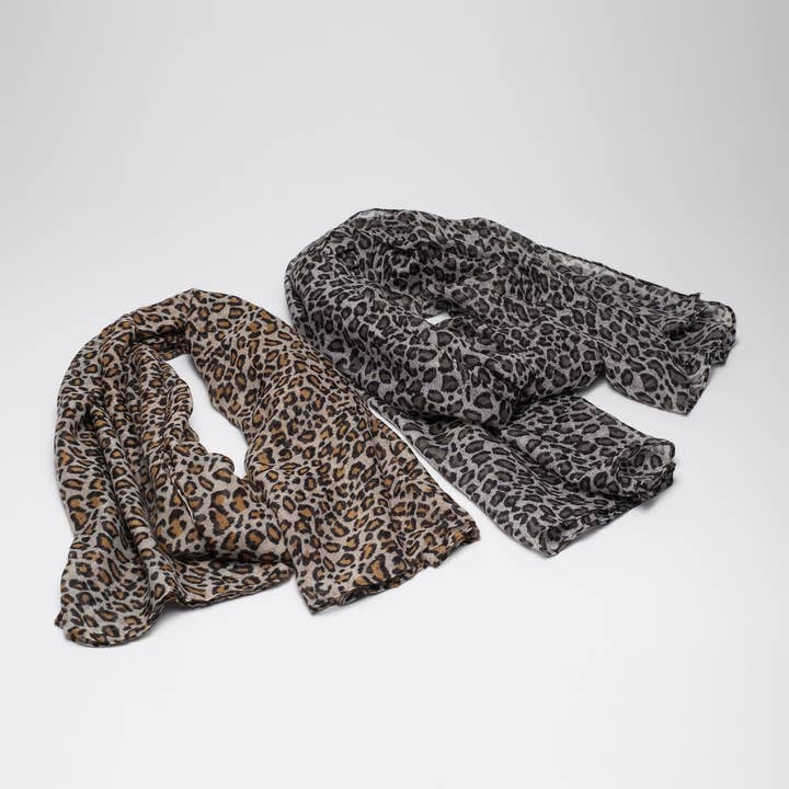 Sjaal met voileprint - luipaard/panter - 180x100 cm - doos 24 stuks voor wholesale door MB SMERWICK SA