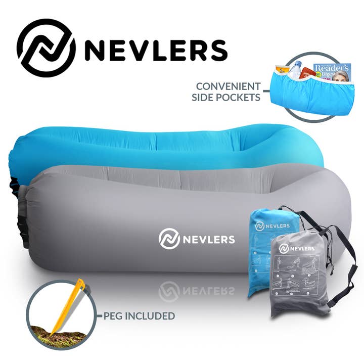 Nevlers - Wholesale Inflatables - Nevlers 2 Pack Inflatable Lounger - Blue and Gray