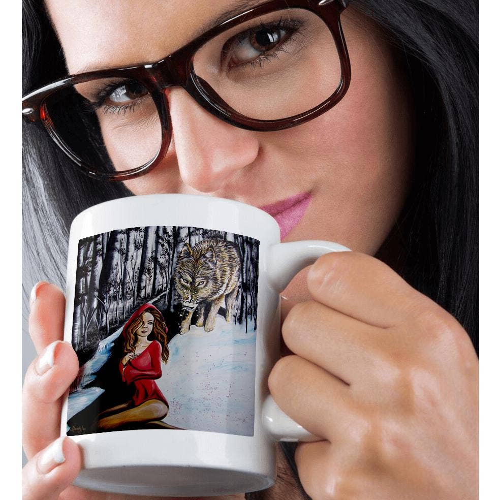 3dRose - Wholesale Coffee Mug - 3dRose, A surrealist painting of a girl and a wolf., Mug9