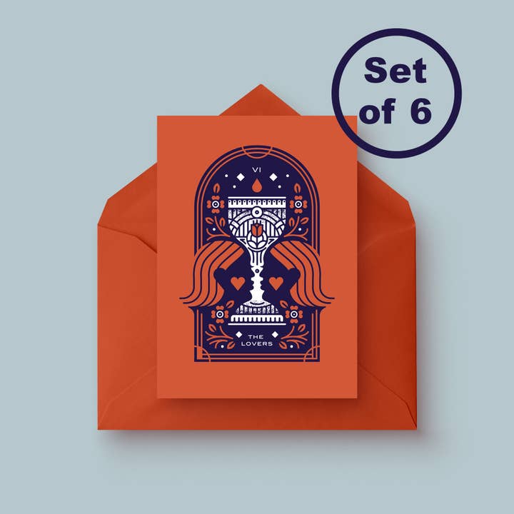 (Set di 6) Tarot: The Lovers - Carte vuote 4x6 con buste per la vendita all'ingrosso da parte di Pretty Useful Co.