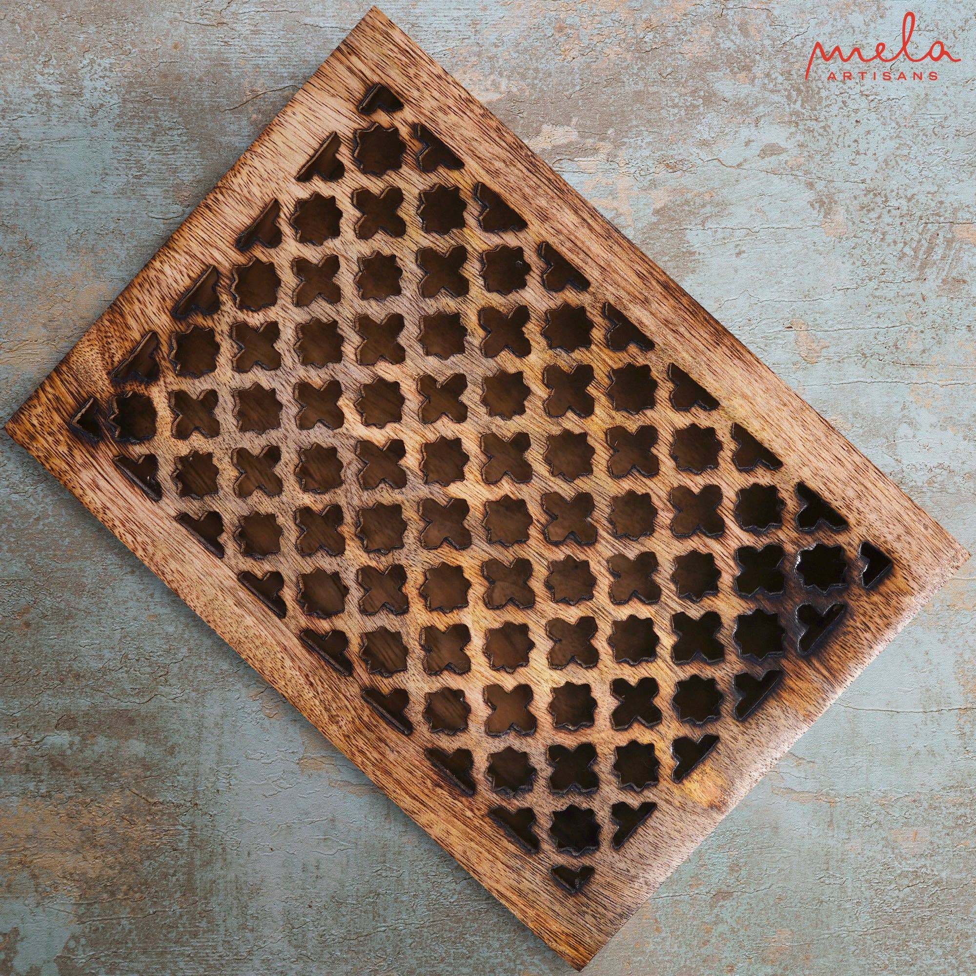 Mela Artisans - Wholesale Decorative Box - Trellis Storage Boxes in Rustic Brown Finish7