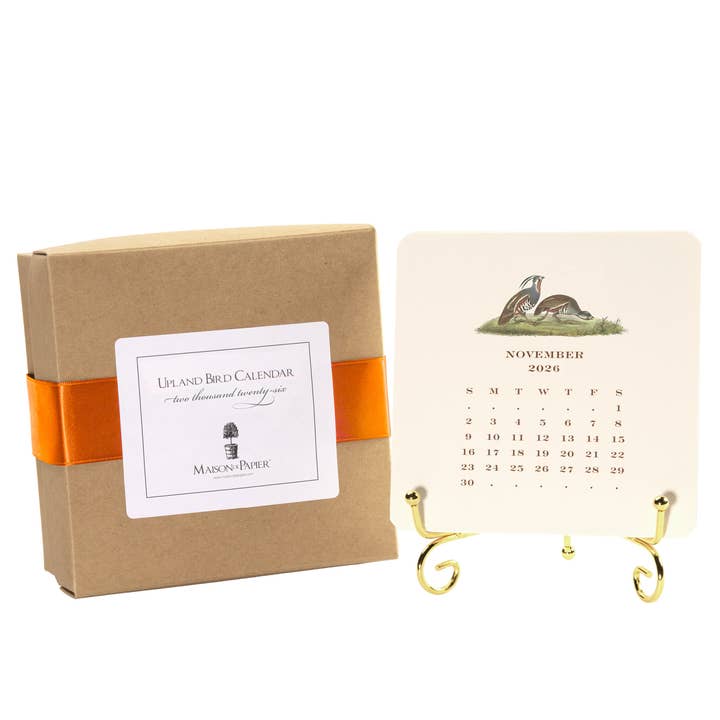 2026 Upland Bird Calendar with Easel for wholesale by Shade Tree Greetings