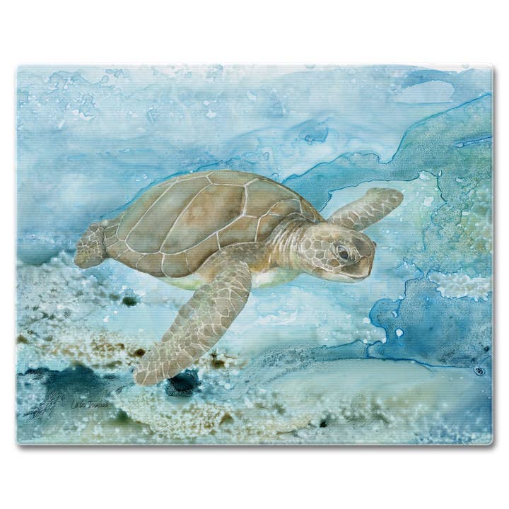 CounterArt/Highland Home/Thirstystone/CoasterStone - Wholesale Cutting Board - "Under Sea Life" 3mm Tempered Glass Cutting Board 15" x 12"