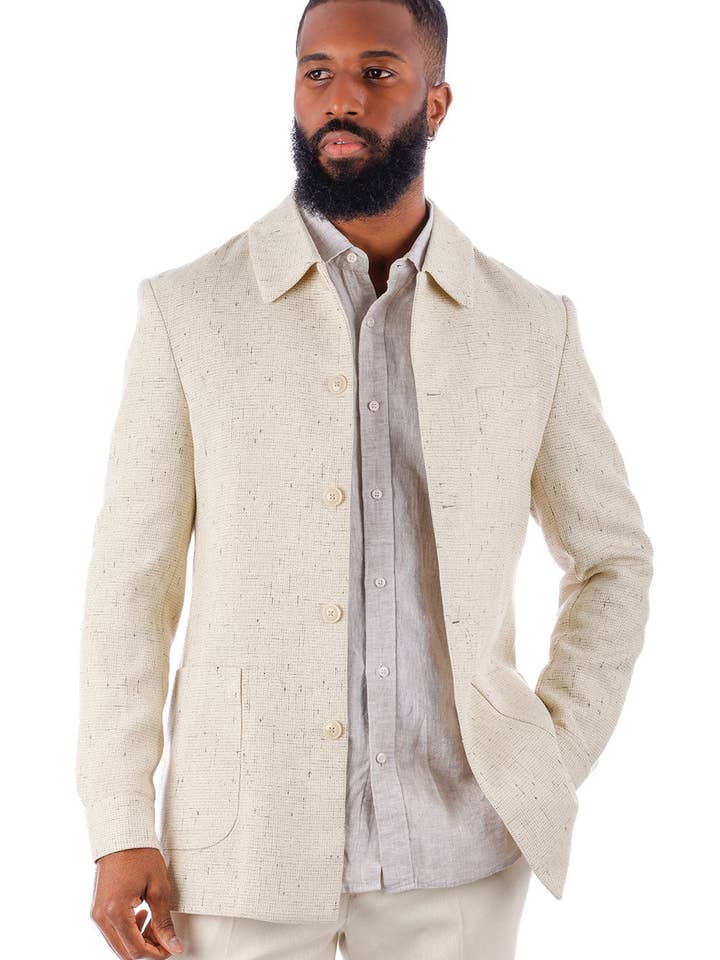 BARABAS - Wholesale Blazer - Men's - Men's Linen Wool Texture Polo Collar Blazer 4BL33