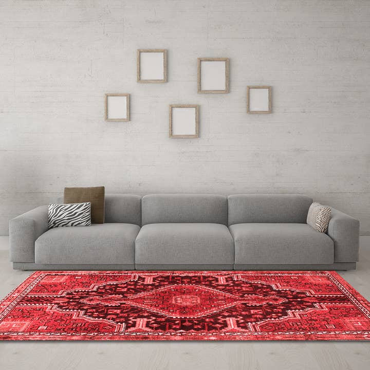 Tapis traditionnels rouges persans lavables en machine pour la vente par Ahgly