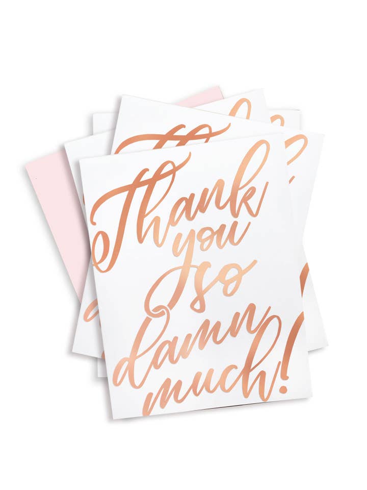 Thank You So Damn MuchGreeting Card Box Set, set of 8 for wholesale by Tiramisu Paperie