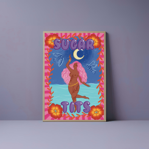 Pink Tigra - Wholesale Art Print - Sugar Tits Colourful Nude Art Print | A4 & A33