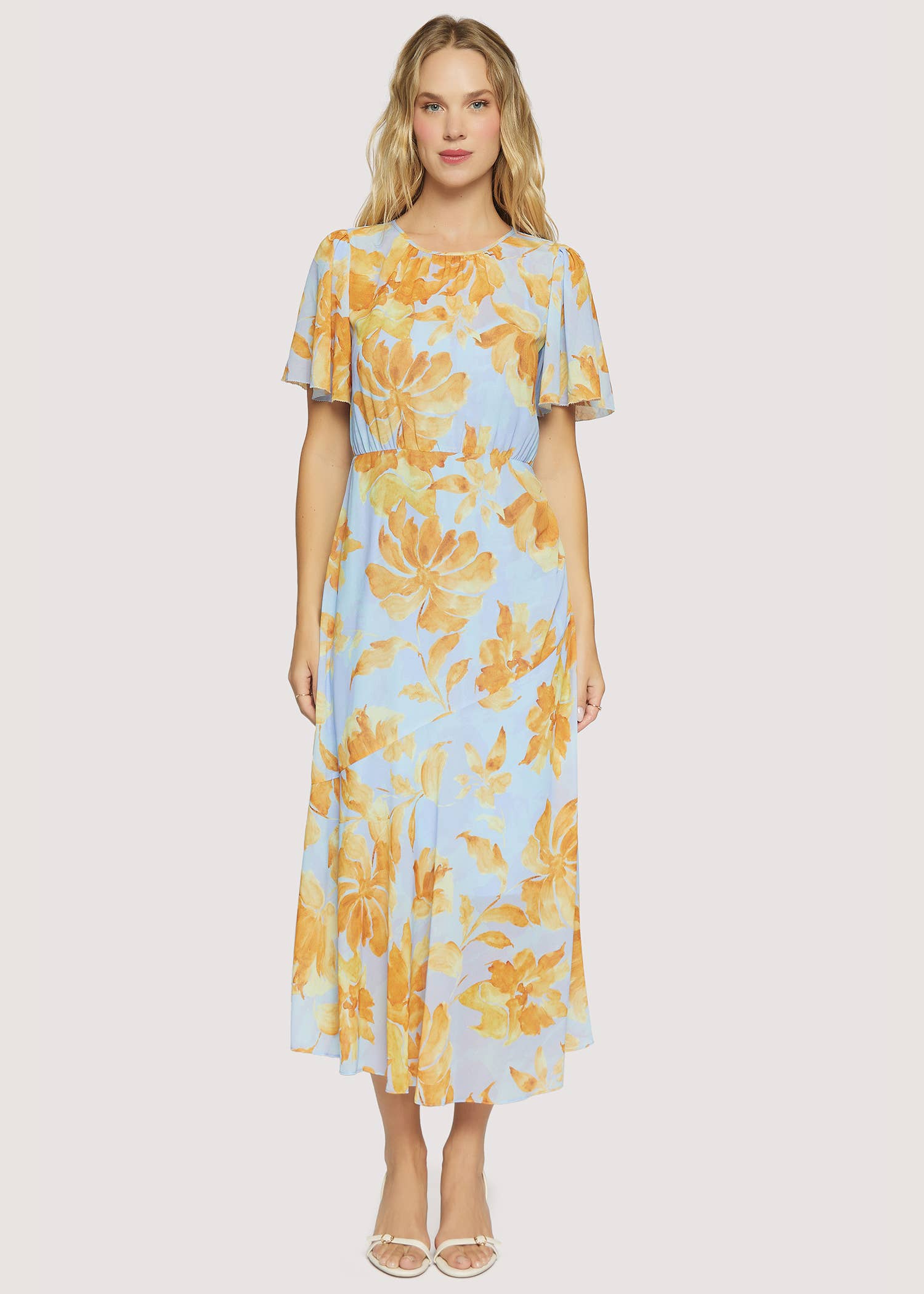 Florentine Affair Midi Dress - Summer Floral Chiffon Zipper for wholesale on Faire