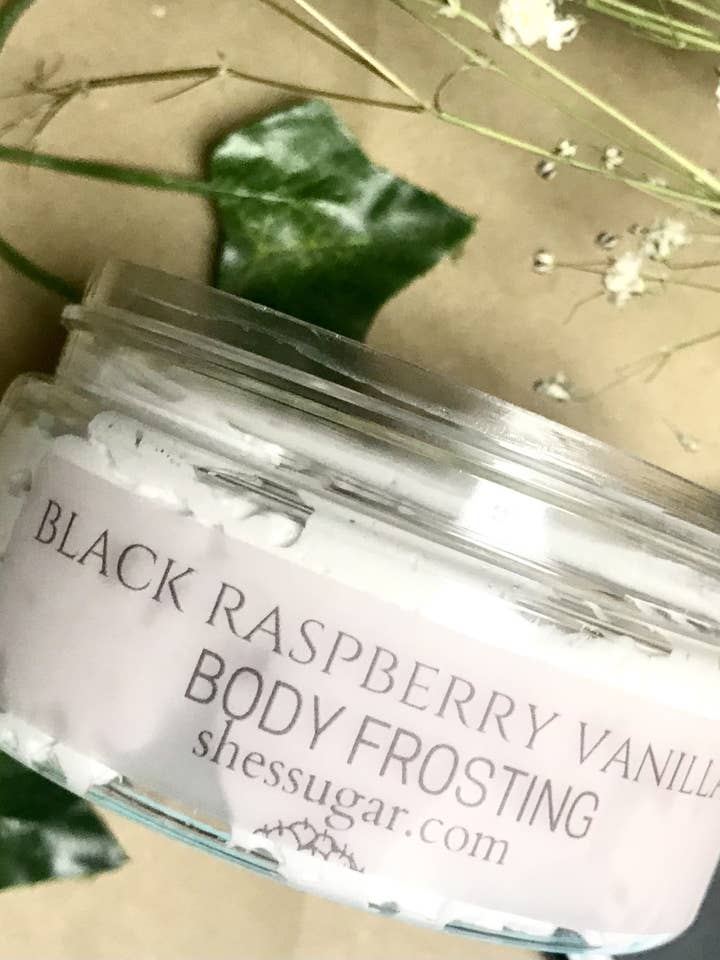 Black Raspberry whipped body frosting 8oz for wholesale by Shes Sugar