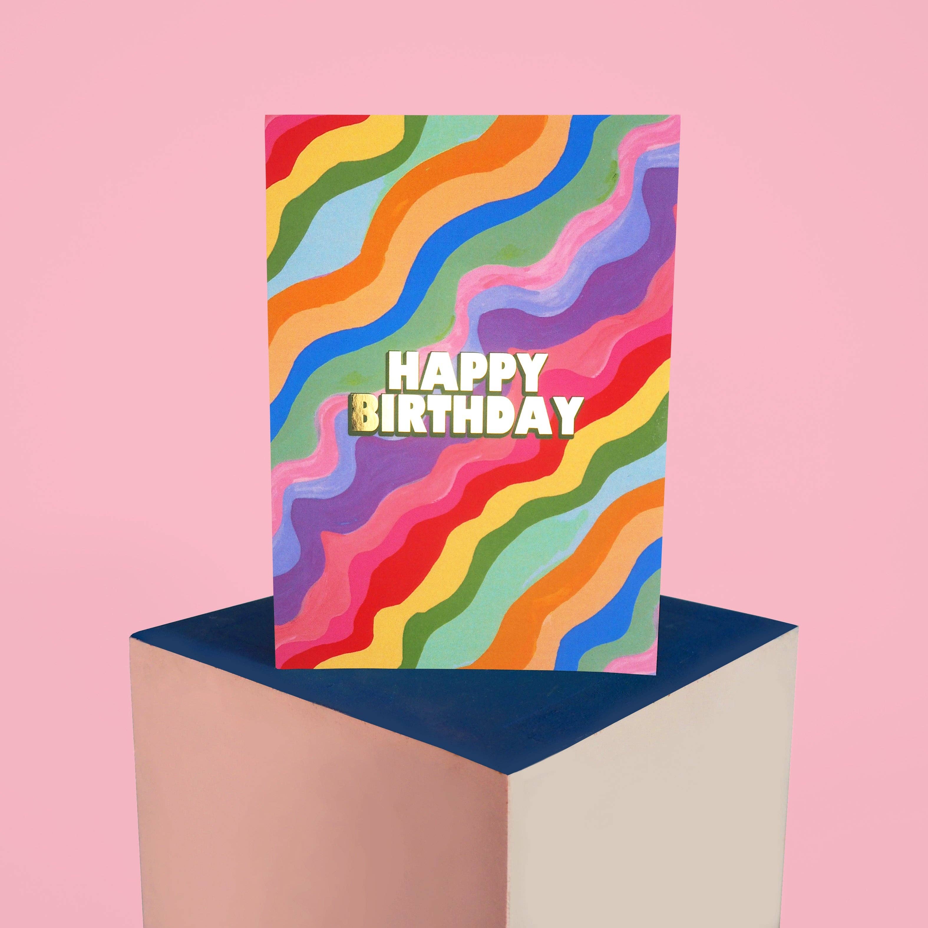 Eleanor Bowmer – wholesale Birthday card – Rainbow Wave Card1