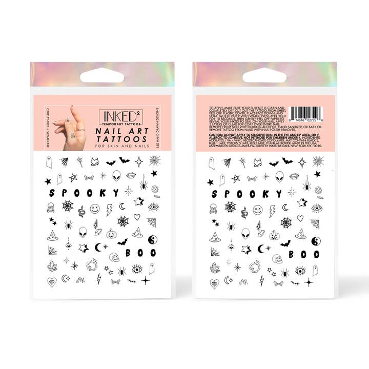 INKED by Dani - Wholesale Halloween Card - Bewitched Nail Art Temporary Tattoo Pack