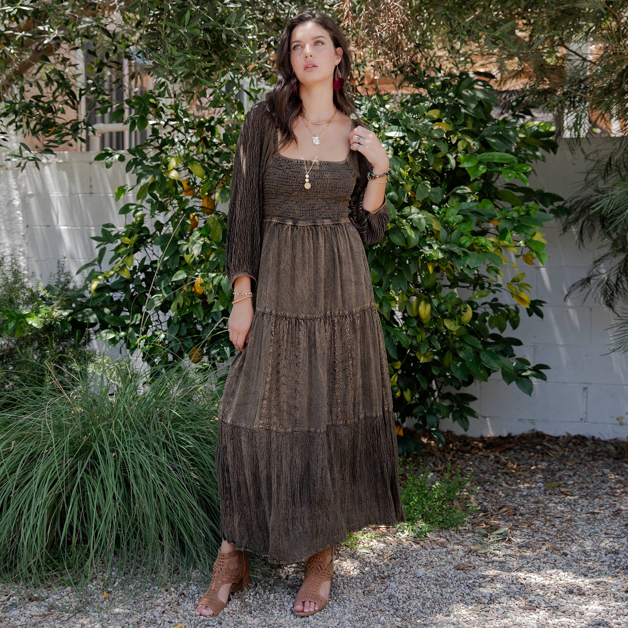 Young Threads - Wholesale Dress - Women's - Embroidered Empire Mid-Length Dress (New Color)9