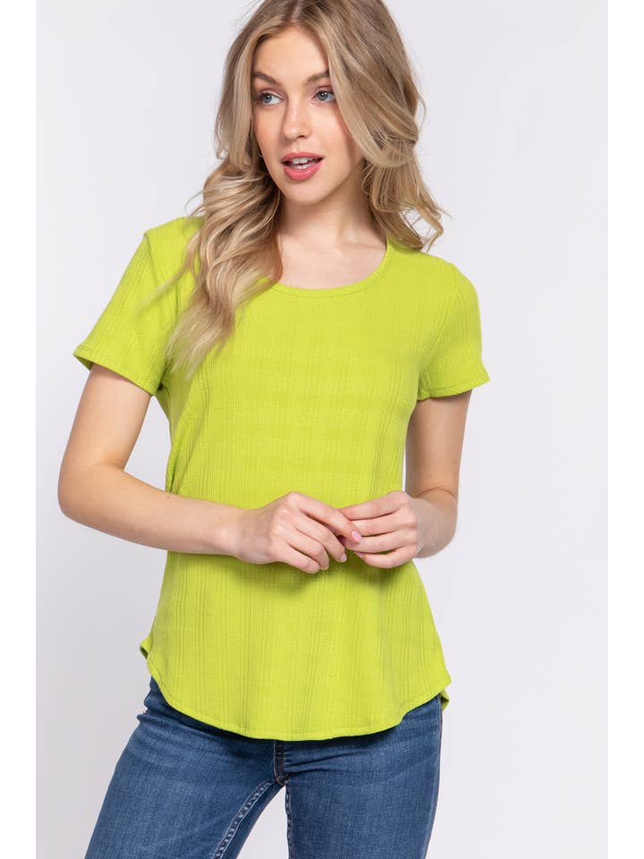 42POPS - Wholesale Knit Top - Women's - ....SI-24641 SLIM FIT SHORT SLV BACK SLIT DETAIL KNIT TOP2