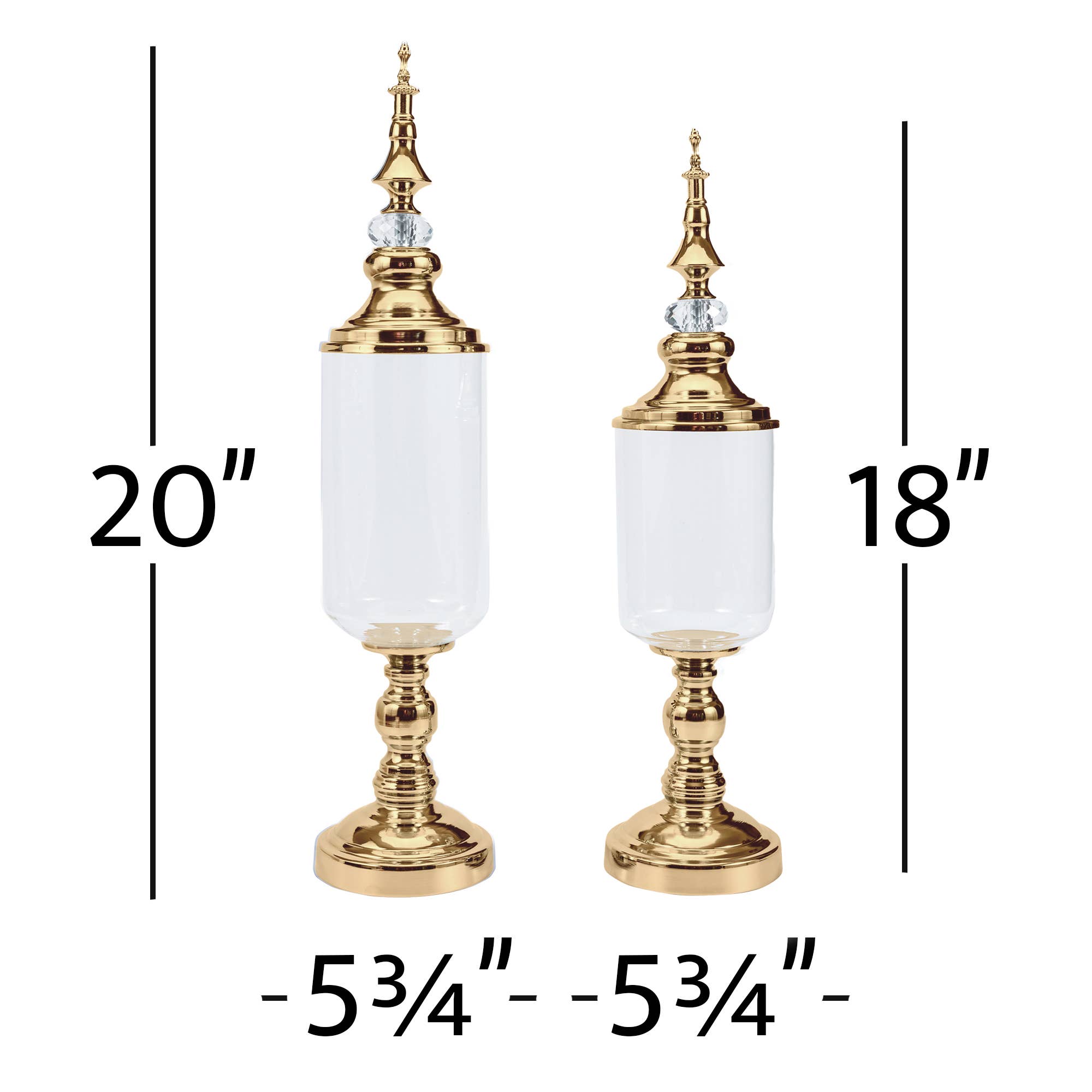 Portofino International Trading, USA - Wholesale Apothecary Jar - Clear Glass Olive Candy Jar With Lid 2pc/set - Gold1