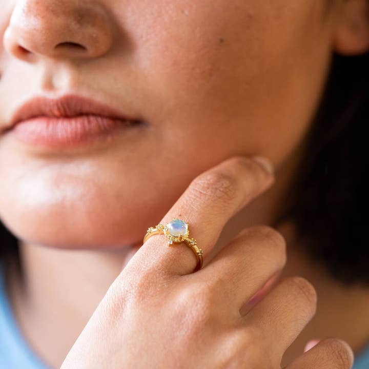 Lucent Studios Ltd - Wholesale Cocktail/Statement Ring - Aura Quartz Adjustable Gold Plated Ring5