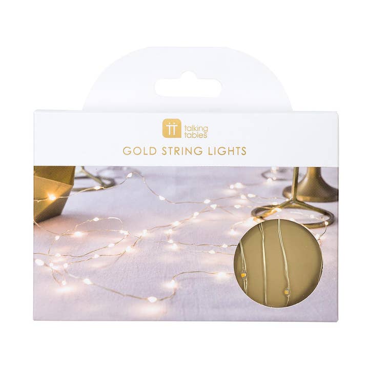 Talking Tables UK – wholesale String lights – Party Illuminations Gold Wire LED Lights - 3m0