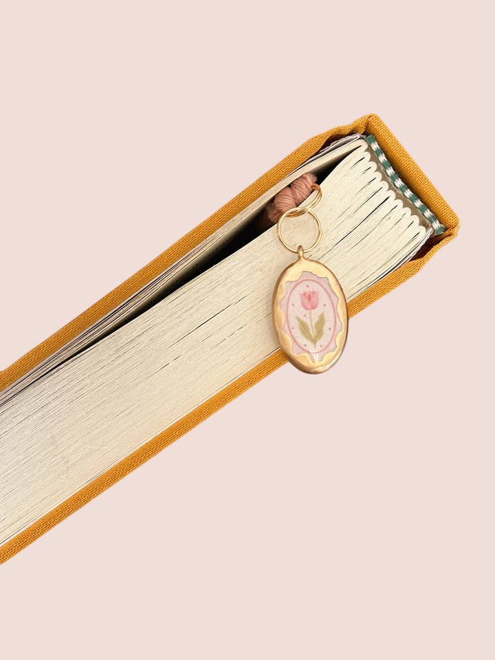 Rosa Tulpen-Charm-Lesezeichen - Valentinstag, Buchgeschenk für den Großhandel von Offhand Fibers