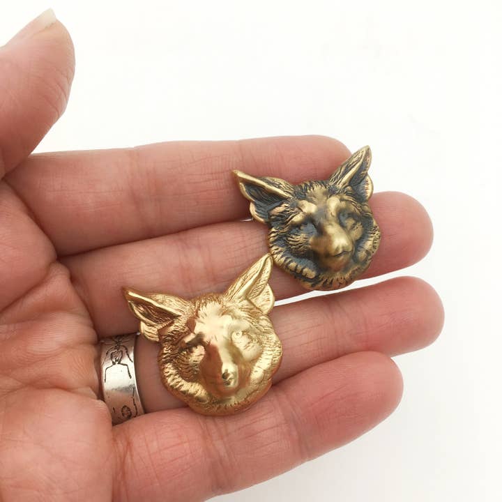 Metal Cloth & Wood – alfinete de lapela por atacado – Pin ou broche de raposa de latão dourado