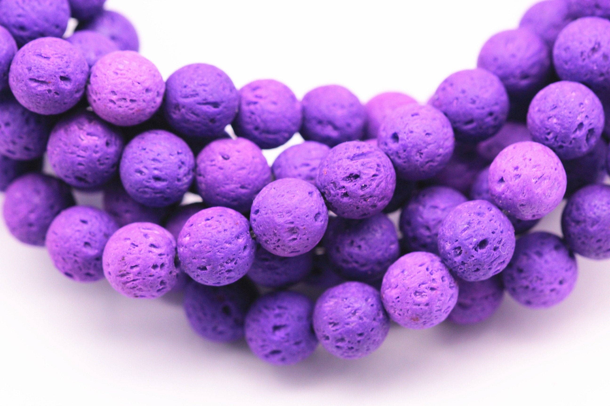 CRCBEADS - Wholesale Beads - Bright Purple Lava Rock Stone Beads 6mm 8mm 10mm 15.5" Strand2