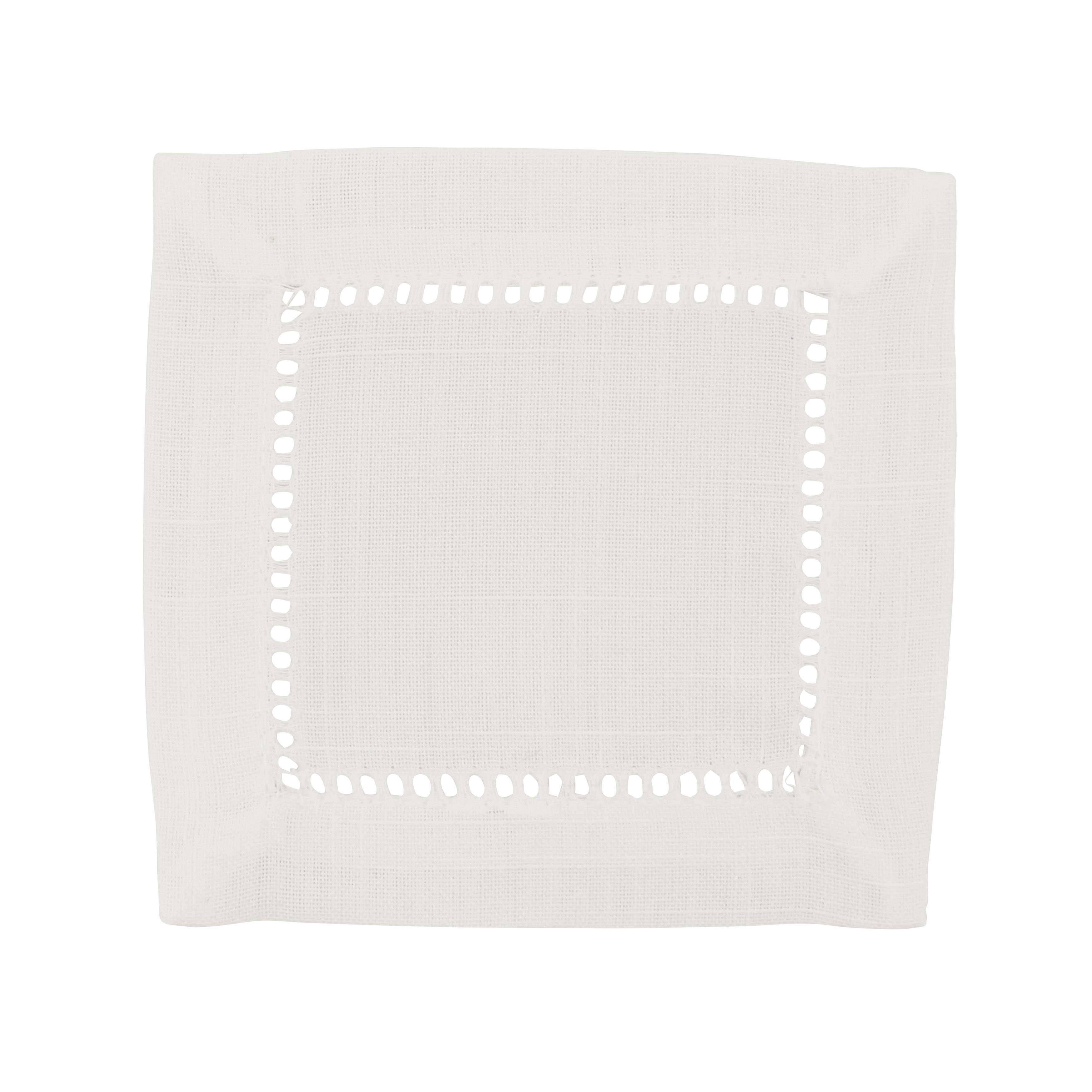 Saro Lifestyle - Vente Serviettes de table en tissu - Serviette à cocktail en lin avec ourlet ajouré9