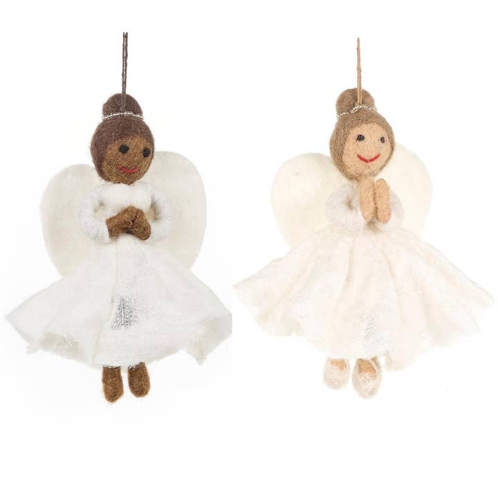 Handmade Felt Fair trade Christmas Angel Hanging Tree Decor for wholesale by Felt So Good