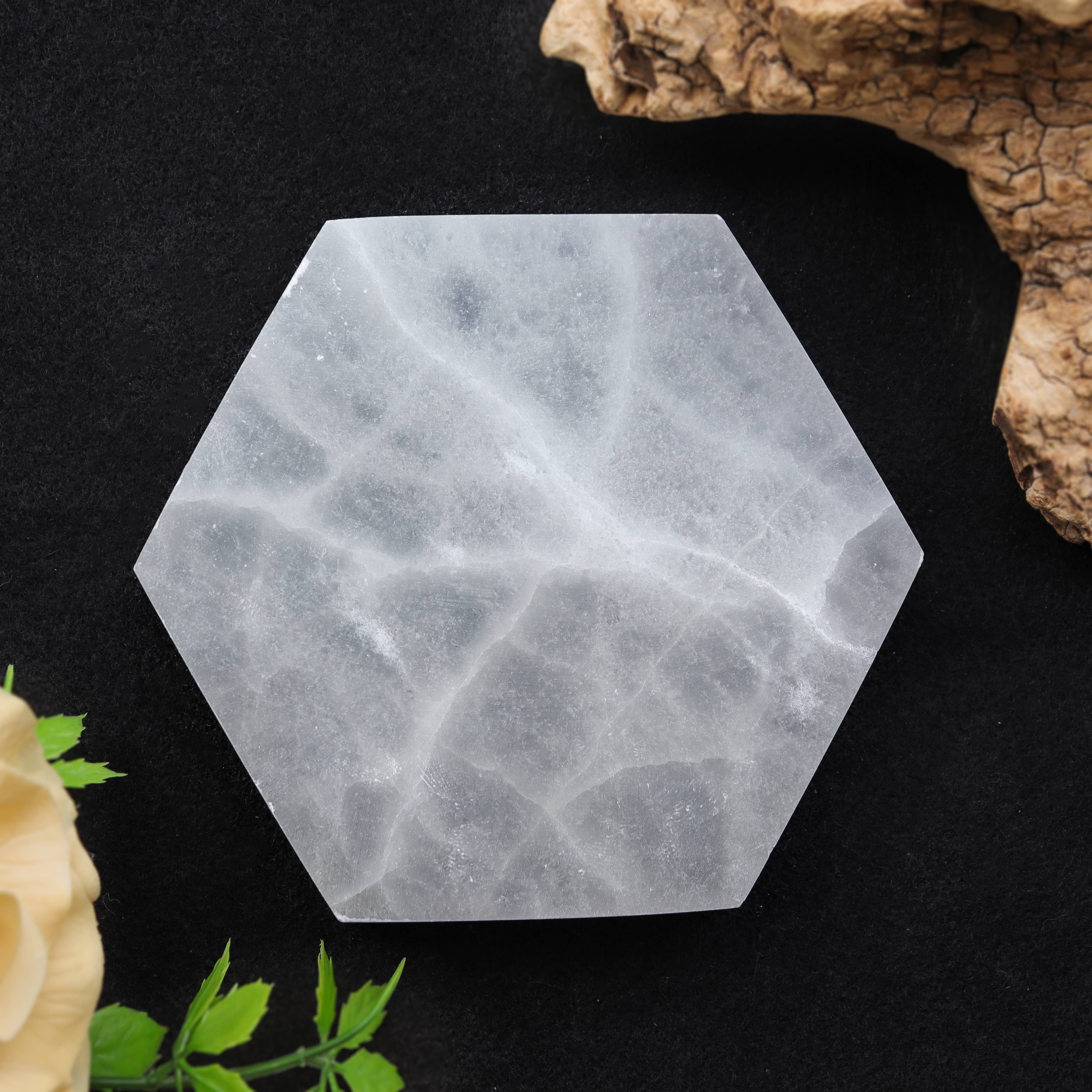 Natures Artifacts Inc - Wholesale Crystal Charging Plate - Selenite Hexagon Crystal Charging Plate | Moroccan Selenite3