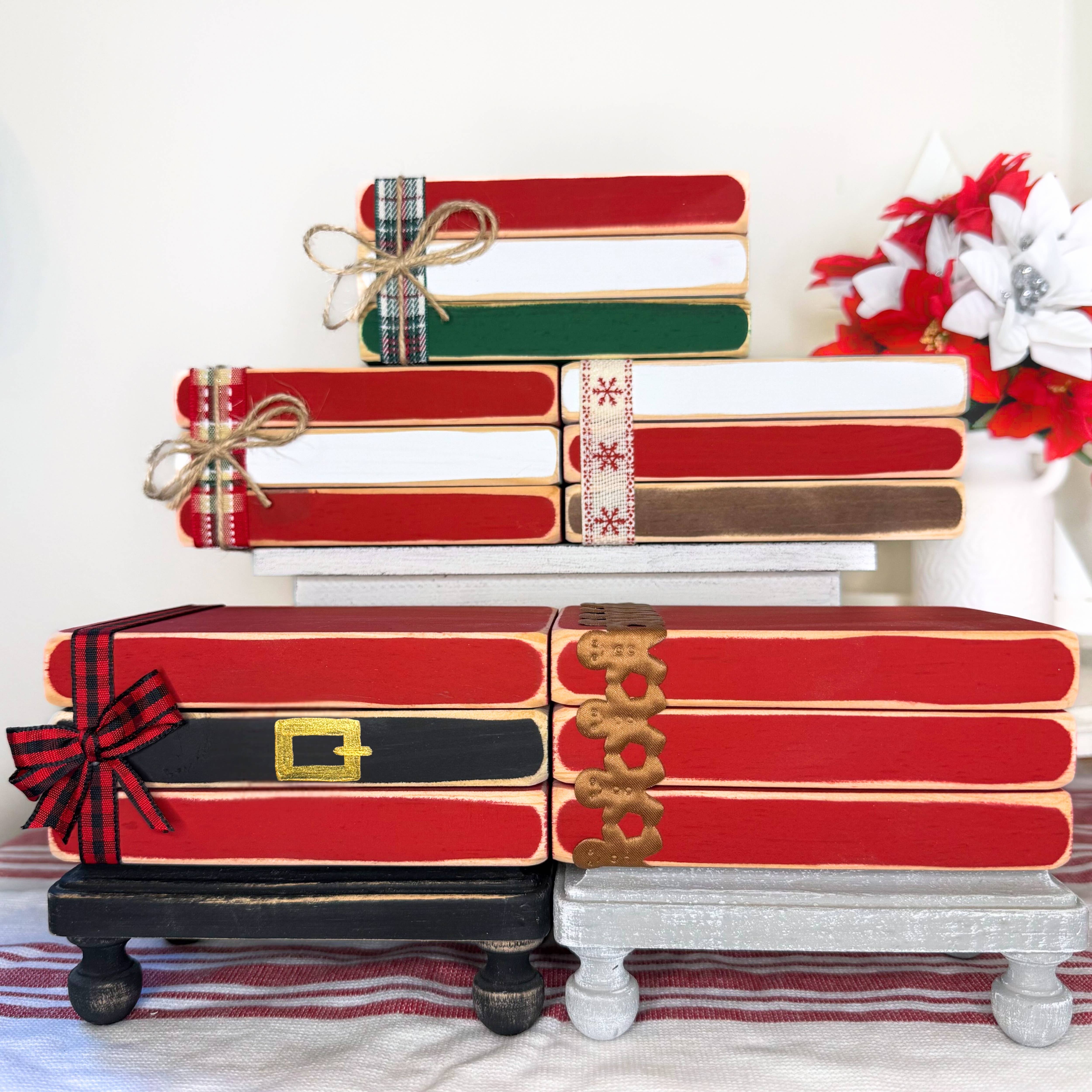 Ruaille Buaille Co - Venta al por mayor Decoración navideña - Decoración navideña de diciembre | Mini pila de libros de Navidad4