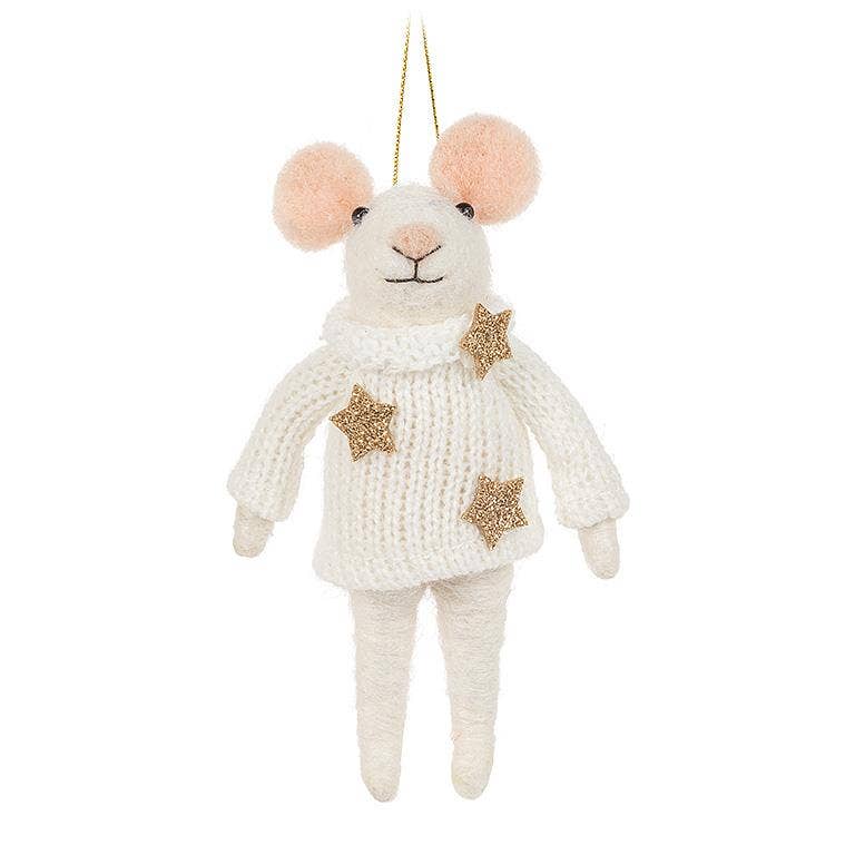 Abbott - Wholesale Ornament Set - Fancy Winter Mouse Ornament - 2 Assorted - 5"H2