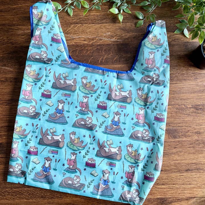 Reading Otters herbruikbare opvouwbare tas voor wholesale door Magic&Books