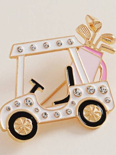 Golfkarretje Emaille Broche Speld met Strass-steentjes voor wholesale door Designature New York