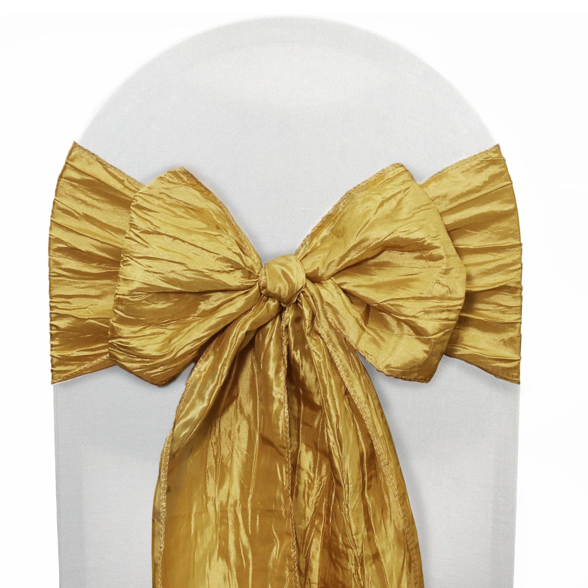 YOUR CHAIR COVERS - Wholesale Chair/Sofa Slipcover - Crinkle Taffeta Chair Sashes Gold (Pack of 10)0