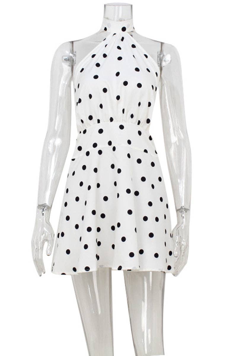 BIANCO Abito Casual Allacciato al Collo a Pois in vendita all'ingrosso su Faire5