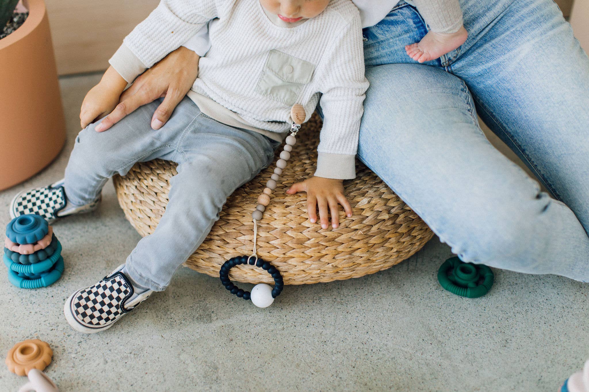 Chewable Charm - Wholesale Pacifier Clip - Baby - Classic Pacifier Clip - Wood + Shadow Grey6