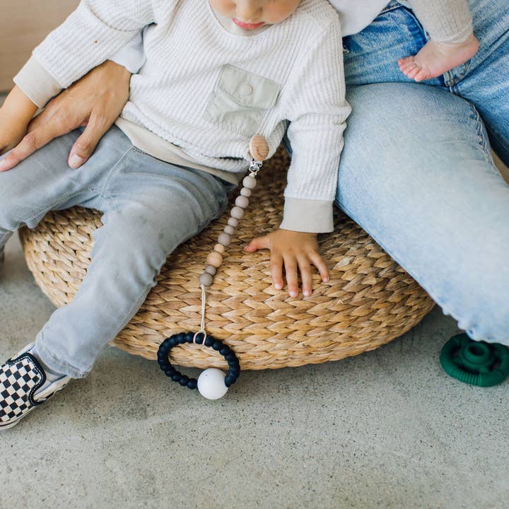 Chewable Charm - Wholesale Pacifier Clip - Baby - Classic Pacifier Clip - Wood + Shadow Grey6