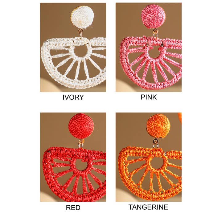 Urbanista - Wholesale Dangle Earrings - Rattan Knitted Half Moon Drop Earring2