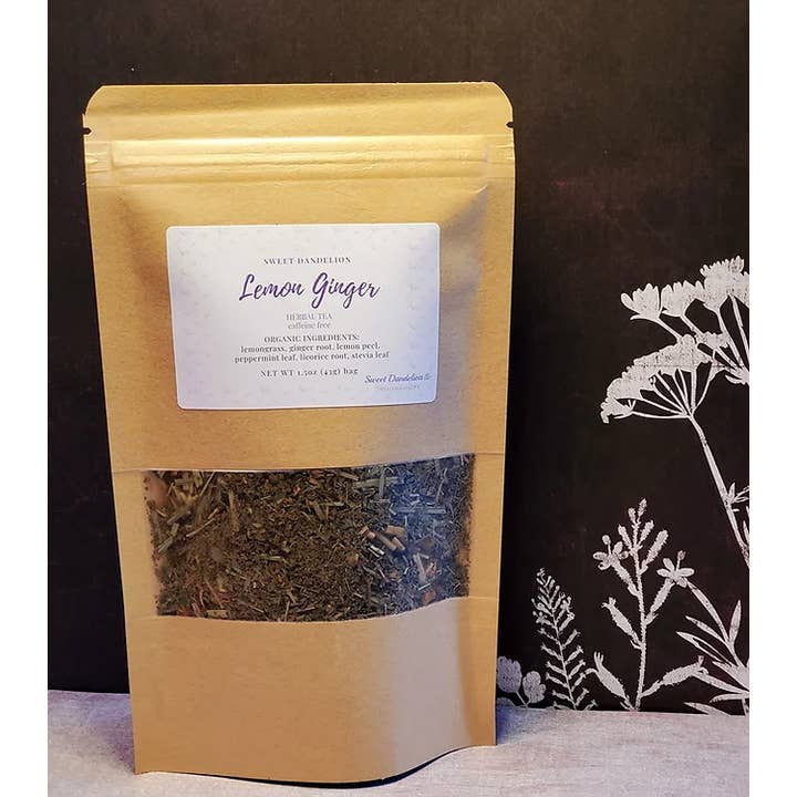 Lemon Ginger Herbal Tea for wholesale by Sweet Dandelion, llc