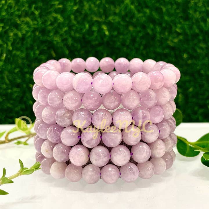 KayleeNYC - Wholesale Beaded Bracelet - Natural Kunzite 8mm 7.5” Crystal Bracelet He