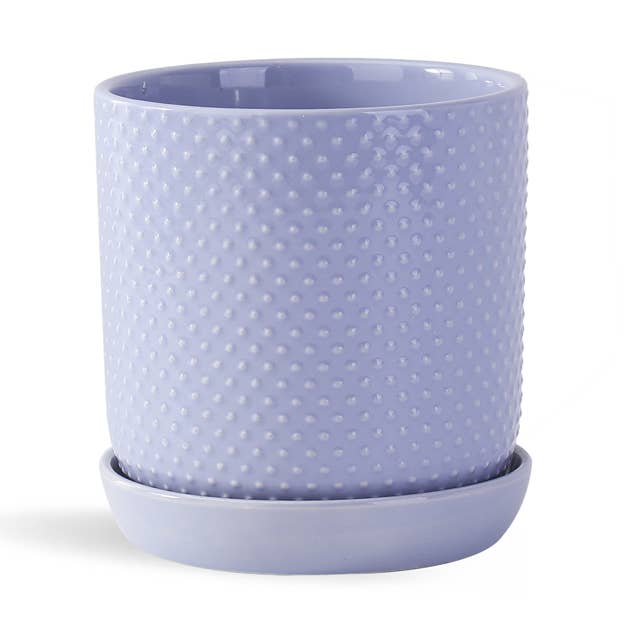 Dotted Cylinder Planter, Pastel Lavender, 9.0"X 9.5" for wholesale by Pacific Home & Garden
