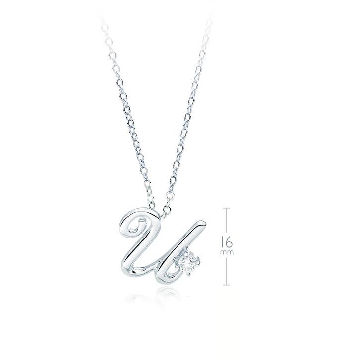 My Jewellery Story - Wholesale Pendant/charm necklace - Letter U Name Initial Pendant Necklace with Cubic Zirconia2