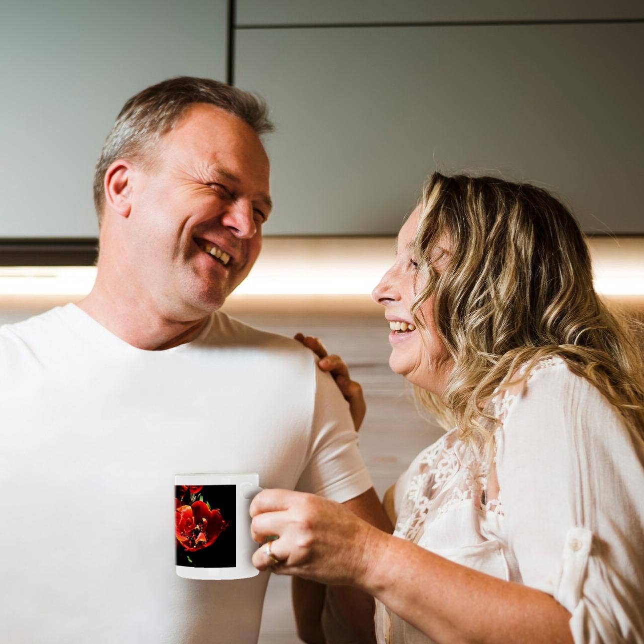 3dRose – wholesale Coffee mug – 3dRose, Closeup view of a red tulip bulb full of tiny maple tree flowers, Mug10