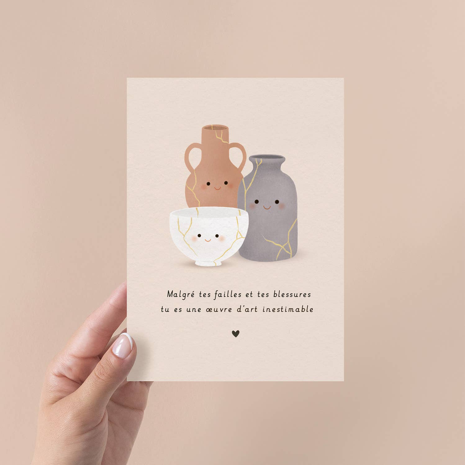 Zü - Wholesale Postcard Set - Kintsugi sweet word card, positive postcard, quote1