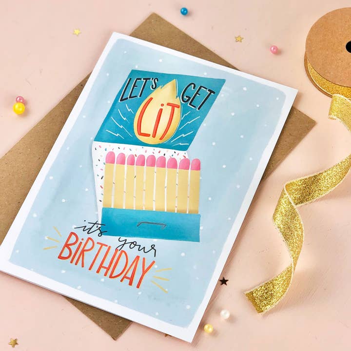 The Little Posy Print Company - Wholesale Birthday Card - Have a Lit Birthday Card1