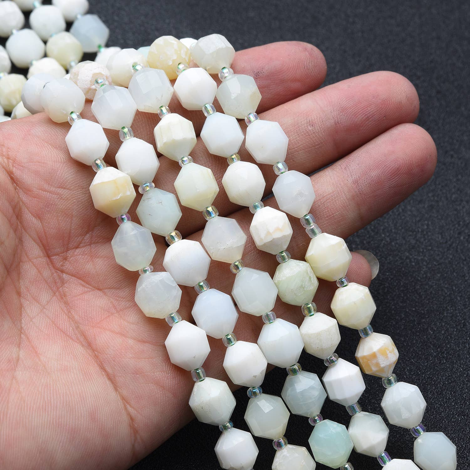 Beads Creation - Wholesale Beads - Opalite Faceted Prism Cut Gemstone Beads Strand GRN6361
