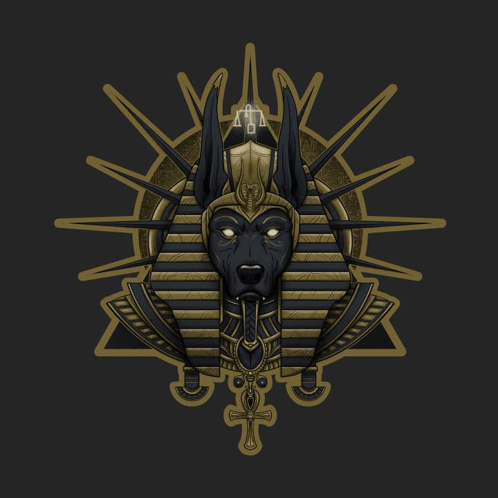 Autocollant Anubis Die Cut de l'artiste Vance Kelly pour la vente par Threadful Things