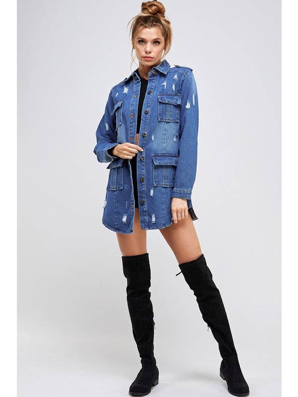 patrol jeans - Wholesale Denim Jacket - Women's - Ladies Denim Jacket - 3/4 Quarter 4 Packets