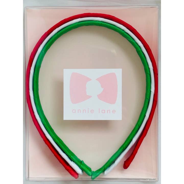 Ensemble de trois bandeaux - rouge/vert/blanc festif pour la vente par Annie Lane