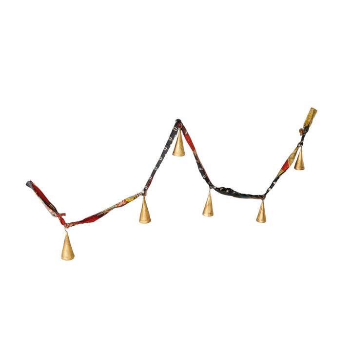 Bell Kantha Garland with Brass Finish - Set of 3 for wholesale by Sugarboo & Co